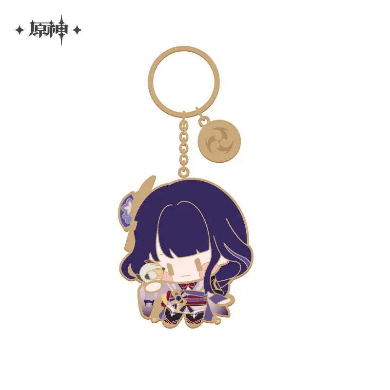 Genshin Impact Chibi Character Metal Keychain - Raiden Shogun